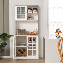 Load image into Gallery viewer, 72 Inch Freestanding Pantry Cabinet with Hutch and Adjustable Shelf-White