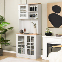 Load image into Gallery viewer, 72 Inch Freestanding Pantry Cabinet with Hutch and Adjustable Shelf-White