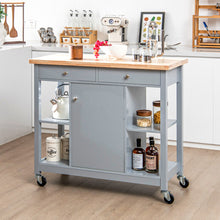 Load image into Gallery viewer, Mobile Kitchen Island Cart with 4 Open Shelves and 2 Drawers