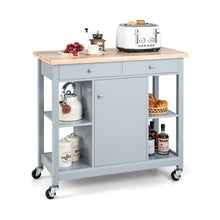 Load image into Gallery viewer, Mobile Kitchen Island Cart with 4 Open Shelves and 2 Drawers