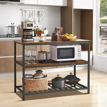 Load image into Gallery viewer, 3 Shelves Kitchen Island Industrial Prep Table with Bottom Wine Rack-Rustic Brown