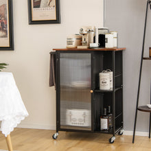 Load image into Gallery viewer, Mobile Serving Cart with Transparent Single Door Cabinet-Black