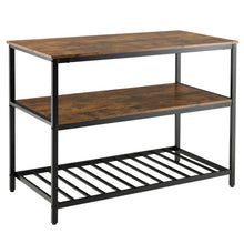 Load image into Gallery viewer, 3 Shelves Kitchen Island Industrial Prep Table with Bottom Wine Rack-Rustic Brown