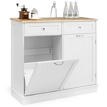 Load image into Gallery viewer, Rubber Wood Kitchen Trash Cabinet with Single Trash Can Holder and Adjustable Shelf-White