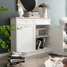 Load image into Gallery viewer, Rubber Wood Kitchen Trash Cabinet with Single Trash Can Holder and Adjustable Shelf-White