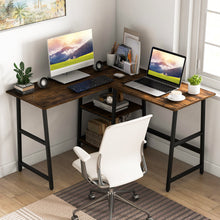 Load image into Gallery viewer, L Shaped Corner Computer Desk with Storage Shelves-Brown