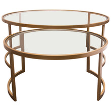 Load image into Gallery viewer, Lane 2PC Round Nesting Set in Brushed Gold Frame w/ Clear Tempered Glass Tops by Diamond Sofa
