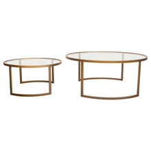 Load image into Gallery viewer, Lane 2PC Round Nesting Set in Brushed Gold Frame w/ Clear Tempered Glass Tops by Diamond Sofa