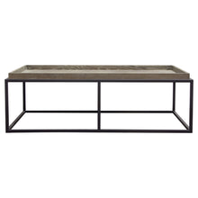 Load image into Gallery viewer, Lex Rectangle Cocktail Table in Rustic Oak Veneer Finish Top w/ Black Powder Coated Metal Base by Diamond Sofa