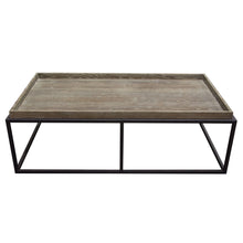 Load image into Gallery viewer, Lex Rectangle Cocktail Table in Rustic Oak Veneer Finish Top w/ Black Powder Coated Metal Base by Diamond Sofa