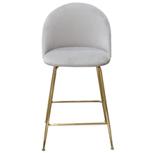Load image into Gallery viewer, Lilly Set of (2) Counter Height Chairs in Grey Velvet w/ Brushed Gold Metal Legs by Diamond Sofa