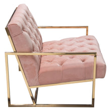 Load image into Gallery viewer, Luxe Accent Chair in Blush Pink Tufted Velvet Fabric with Polished Gold Stainless Steel Frame by Diamond Sofa