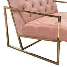 Load image into Gallery viewer, Luxe Accent Chair in Blush Pink Tufted Velvet Fabric with Polished Gold Stainless Steel Frame by Diamond Sofa