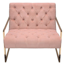 Load image into Gallery viewer, Luxe Accent Chair in Blush Pink Tufted Velvet Fabric with Polished Gold Stainless Steel Frame by Diamond Sofa