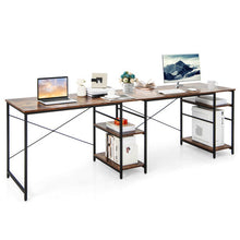 Load image into Gallery viewer, L Shaped Computer Desk with 4 Storage Shelves and Cable Holes-Rustic Brown