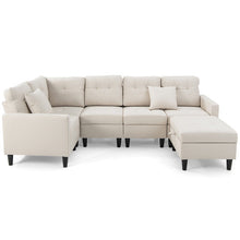 Load image into Gallery viewer, L-shaped Sectional Corner Sofa Set with Storage Ottoman-Beige