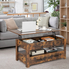 Load image into Gallery viewer, Lift Top Coffee Table with 2 Storage Drawers and Hidden Compartment-Rustic Brown