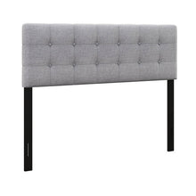 Load image into Gallery viewer, Linen Upholstered Headboard with Solid Rubber Wood Legs-Gray