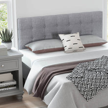 Load image into Gallery viewer, Linen Upholstered Headboard with Solid Rubber Wood Legs-Gray