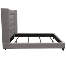 Load image into Gallery viewer, Madison Ave Tufted Wing Queen Bed in Light Grey Button Tufted Fabric by Diamond Sofa