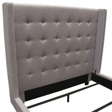 Load image into Gallery viewer, Madison Ave Tufted Wing Queen Bed in Light Grey Button Tufted Fabric by Diamond Sofa