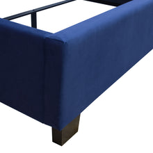 Load image into Gallery viewer, Majestic Eastern King Tufted Bed in Royal Navy Velvet with Nail Head Wing Accents by Diamond Sofa