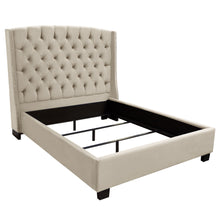 Load image into Gallery viewer, Majestic Eastern King Tufted Bed in Tan Velvet with Nail Head Wing Accents by Diamond Sofa
