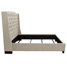 Load image into Gallery viewer, Majestic Eastern King Tufted Bed in Tan Velvet with Nail Head Wing Accents by Diamond Sofa