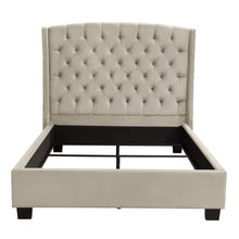 Load image into Gallery viewer, Majestic Eastern King Tufted Bed in Tan Velvet with Nail Head Wing Accents by Diamond Sofa
