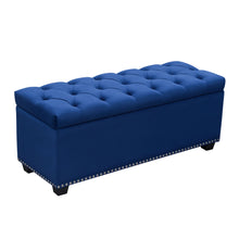 Load image into Gallery viewer, Majestic Tufted Velvet Lift-Top Storage Trunk w/ Nail Head Accent by Diamond Sofa - Royal Blue Velvet