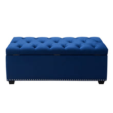 Load image into Gallery viewer, Majestic Tufted Velvet Lift-Top Storage Trunk w/ Nail Head Accent by Diamond Sofa - Royal Blue Velvet