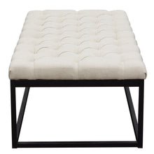 Load image into Gallery viewer, Mateo Black Powder Coat Metal Large Linen Tufted Bench by Diamond Sofa - Desert Sand Linen