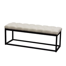 Load image into Gallery viewer, Mateo Black Powder Coat Metal Small Linen Tufted Bench by Diamond Sofa - Desert Sand Linen