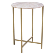 Load image into Gallery viewer, Mika Round Accent Table w/ Rose Quartz Top w/ Brass Base by Diamond Sofa