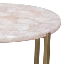 Load image into Gallery viewer, Mika Round Accent Table w/ Rose Quartz Top w/ Brass Base by Diamond Sofa
