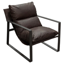 Load image into Gallery viewer, Miller Sling Accent Chair in Genuine Chocolate Leather w/ Black Powder Coated Metal Frame by Diamond Sofa