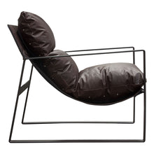 Load image into Gallery viewer, Miller Sling Accent Chair in Genuine Chocolate Leather w/ Black Powder Coated Metal Frame by Diamond Sofa