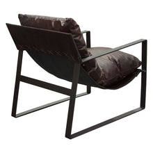 Load image into Gallery viewer, Miller Sling Accent Chair in Genuine Chocolate Leather w/ Black Powder Coated Metal Frame by Diamond Sofa