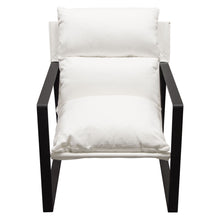 Load image into Gallery viewer, Miller Sling Accent Chair in White Linen Fabric w/ Black Powder Coated Metal Frame by Diamond Sofa