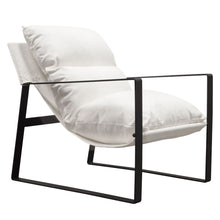 Load image into Gallery viewer, Miller Sling Accent Chair in White Linen Fabric w/ Black Powder Coated Metal Frame by Diamond Sofa