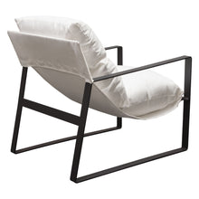 Load image into Gallery viewer, Miller Sling Accent Chair in White Linen Fabric w/ Black Powder Coated Metal Frame by Diamond Sofa