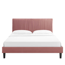 Load image into Gallery viewer, Peyton Performance Velvet Queen Platform Bed in Du
