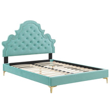 Load image into Gallery viewer, Gwyneth Tufted King Platform Bed in Mint