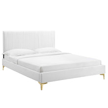 Load image into Gallery viewer, Peyton Performance Velvet Twin Platform Bed in Whi