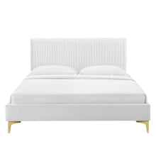 Load image into Gallery viewer, Peyton Performance Velvet Twin Platform Bed in Whi