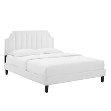 Load image into Gallery viewer, Sienna Performance Velvet King Platform Bed in White