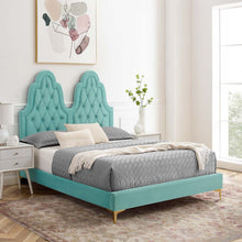 Load image into Gallery viewer, Alexandria Tufted King Platform Bed in Mint