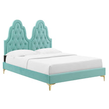 Load image into Gallery viewer, Alexandria Tufted King Platform Bed in Mint