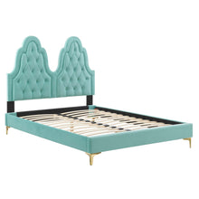 Load image into Gallery viewer, Alexandria Tufted King Platform Bed in Mint