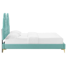 Load image into Gallery viewer, Alexandria Tufted King Platform Bed in Mint